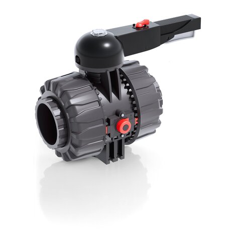 Render della valvola a sfera a 2 vie DUAL BLOCK® VKDIV - DN 65:100 in PVC-U