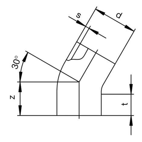 Łuki 30° kanalizacyjne (kształtki doczołowe)