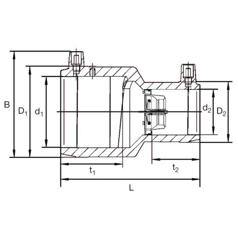 Mufy redukcyjne ze zintegrowanym zaworem odcinającym System Mertik Maxitrol excess flow valve
