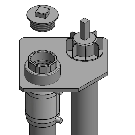 Purge stack GAB for venting PE-HD gas pipes