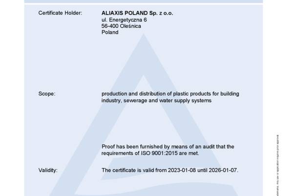 Certyfikat ISO 9001:2015 ENG