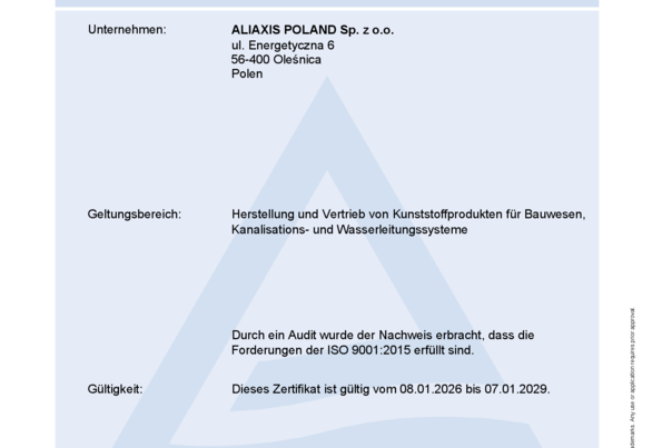 Certyfikat ISO 9001:2015 DE