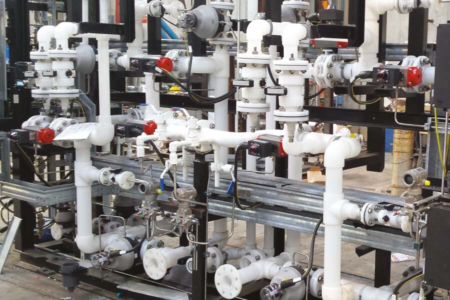 Produkty FIP z PVDF Zainstalowane produkty marki FIP wykonane z PVDF